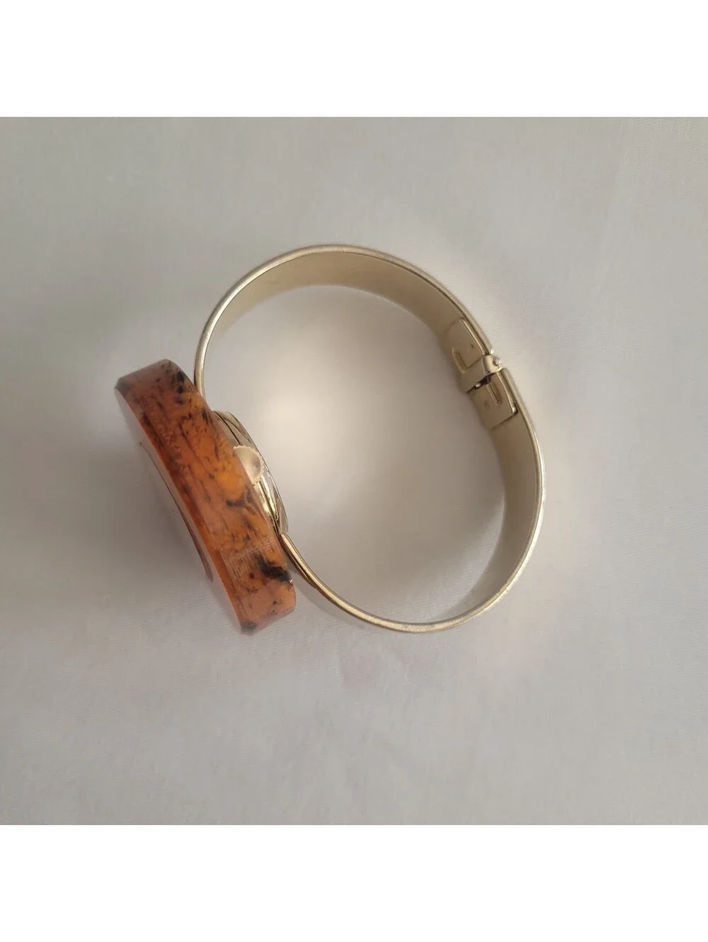 Vintage Marcel Boucher Amber Lucite Cuff Bracelet Watch 17 Jewels Parts Repair